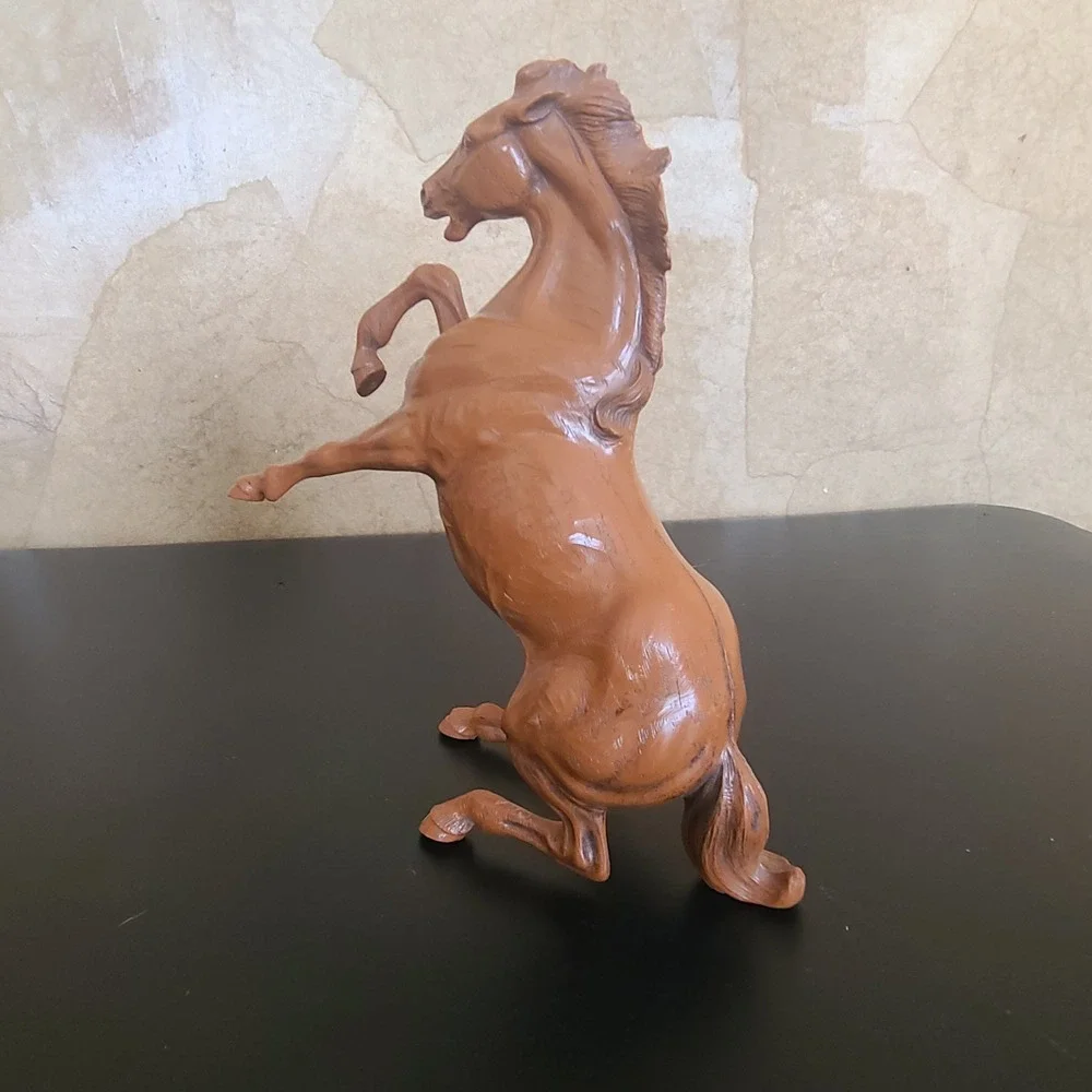 Vintage Hartland‎ Rearing Horse Figurine Faux Wood Grain Brown Equestrian Decor
